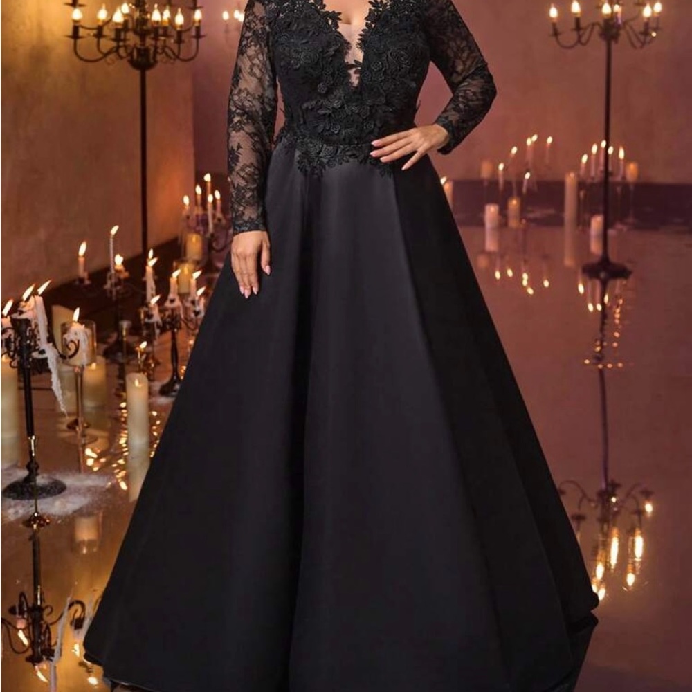 Black Lace Evening Gown